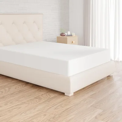Feuille de lit ajustée en microfibre Amazon Basics, Blanc, 90 x 200 x 30 cm