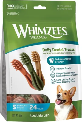 WHIMZEES Tandborstels S, 24 stuks - Maat S, Kauwsnack voor Kleine Honden, Natuurlijk & Graanvrij, Vegetarisch, Geen Toegevoegde Suiker - 64% Korting