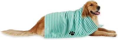 Bone Dry Pet Grooming Towel X-Large, 41x23.5" Absorbent Microfiber Striped Aqua - Best Deal