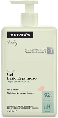 Suavinex, Gel - Champú y Baño Espumoso para Bebés, Para Piel y Cabello Sensibles, Sin Irritantes
