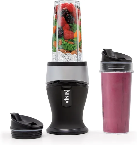 Ninja Fit Compact Personal Blender | For Smoothies, Shakes & Frozen Drinks | (2) 16-oz. To-Go Cups with Spout Lids | 700-Watt Countertop | Black | QB3001SS