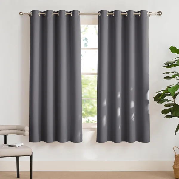 PONY DANCE Thermal Curtains Opaque Grey Set of 2