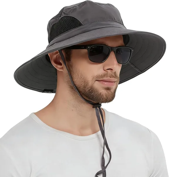 EINSKEY Sun Hat for Men/Women, Waterproof Wide Brim Bucket Hat Foldable Boonie Hat for Fishing Hiking Garden Safari Beach