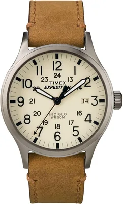 Relógio Timex Masculino Expedition Scout 40mm - Caixa Preta e Mostrador com Pulseira Deslizante de Couro Oliva - Best Deal