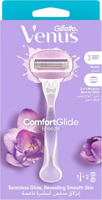 مرهم الحلاقة جيليت فينوس كومفورت غايد، 3 شفرات، عبوة تحتوي على 1 Razor + 2 شفرات مرحلية، 2 عدد