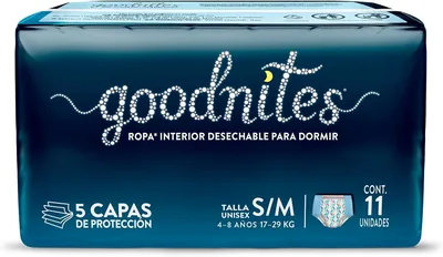 GoodNites Calzoncitos Desechables para Dormir, Talla Chico - Mediano Unisex, Paquete con 11 piezas, ¡23% de descuento!