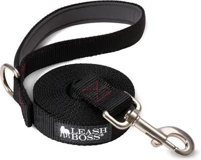 Leashboss 10 Foot Dog Leash - Black/Red/Green Padded Handle, Best Deal