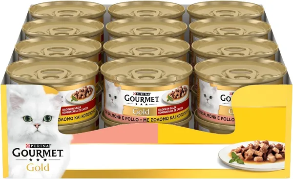 Purina Gourmet Gold Wet Cat Diced in Sauce with Salmon and Chicken - Pack of 24 x 85 g