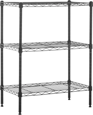 AmazonBasics 3段スチールラック セール：28%オフ！耐荷重340kg、幅23.2インチ×奥行13.4インチ×高さ30インチ、ブラック