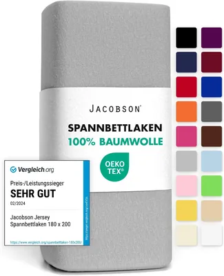 Jacobson Jersey Fitted Sheet, 140x200-160x200 cm, Grau - Best Deal