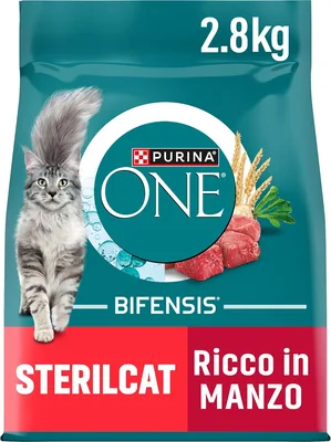 Purina One Bifensis Sterilcat Adulti, Snack per Gatti Sterilizzati con Manzo, Formula per Supportare la Microflora Intestinale