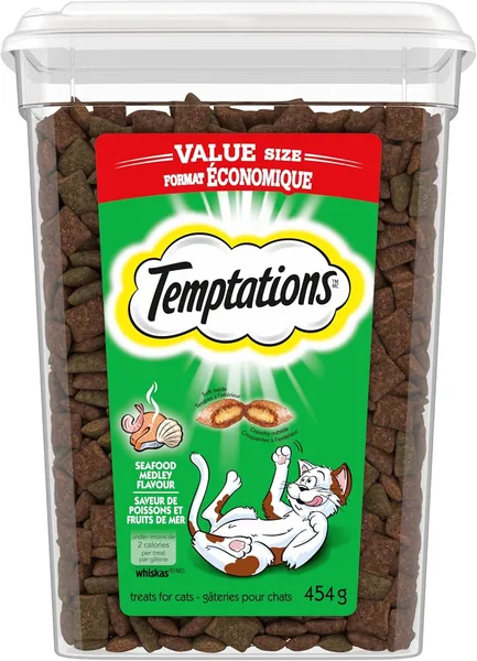 TEMPTATIONS Seafood Medley Flavour Cat Treats 454g Tub