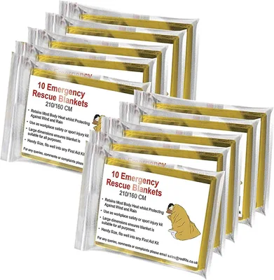 Bramble Notfall-Rettungsdecken Multifunktionaler Überlebens-Hitzefolie Schutzdecken (Packung mit 10)