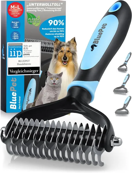 BluePet Undercoat Dog Brush and Cat Brush for Long Hair