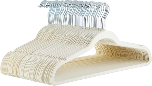 Amazon Basics Velvet Suit Hangers - Pack of 50, Ivory