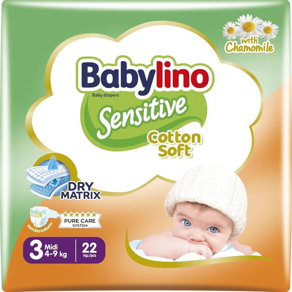 Pannolini Babylino Sensibili Taglia 3 Midi (4-9 kg), Bianchi, 22 Unità - Miglior Affare