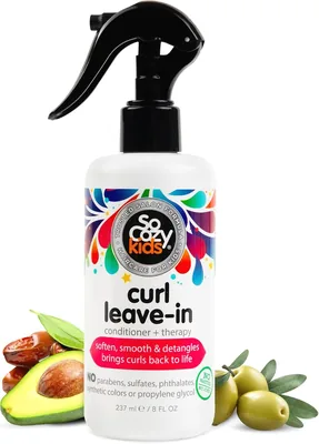 SoCozy Curl Spray Leave-In Conditioner for Kids Hair - Detangles & Restores Curls - No Parabens, Sulfates, Synthetic Colors