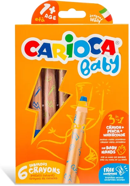 CARIOCA Baby Crayons 3in1 Super Washable Coloured Crayons for Kids