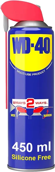 WD-40 Multi Use Lubricant Spray 450ml, Wide and Narrow Smart Straw, Multipurpose WD40 Spray Lubricant for Maintenance, Water Displacement, and Rust Protection on Gears, Threads, and
