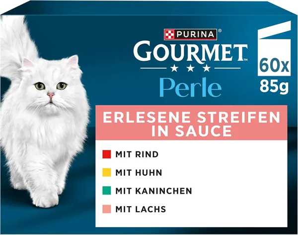 PURINA GOURMET Perle Exquisite Stripes Cat Food Wet Varieties Mix 60 Pack (60 x 85 g)