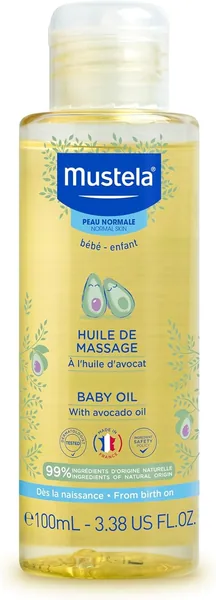 Mustela Baby Oil - Moisturizing Oil for Massage - with Natural Avocado fortified with Vitamin B5
