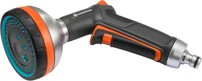 Gardena Premium Multibrause: Garten-Dusche für Bewässerung und Reinigung, 5 Strahlmuster, Sieb, Permanentverriegelung, robust, f
