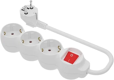 SIMON - Base múltiple, tira de enchufe plano, 3 tomas de 16A, con protección contra robos y enchufe de tierra, con interruptor On/Off, cable de 1.5 metros, blanco (21% Descuento)