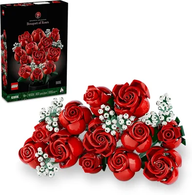 LEGO Botanicals Bouquet of Roses - 12 Faux Roses & 4 Sprigs Baby's Breath