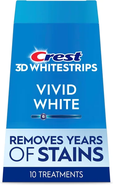 Crest 3D Whitestrips Vivid White At-home Teeth Whitening Kit, 10 Treatments, 6 Levels Whiter