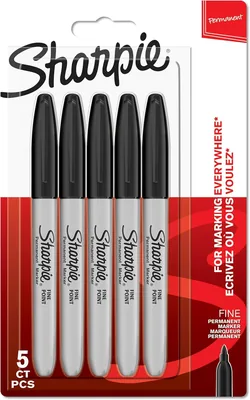 Stylo Sharpie permanent | Pointe fine | Encre noire permanente | Pack de 5 - Meilleur prix