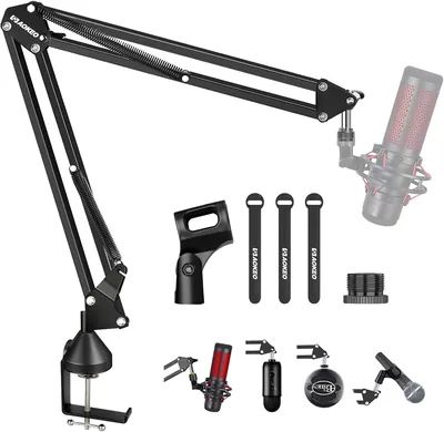 Bras de microphone Aokeo AK-35 - Support ajustable pour micro, compatible HyperX QuadCast, SoloCast, Blue Yeti, Snowball, Elgato Wave