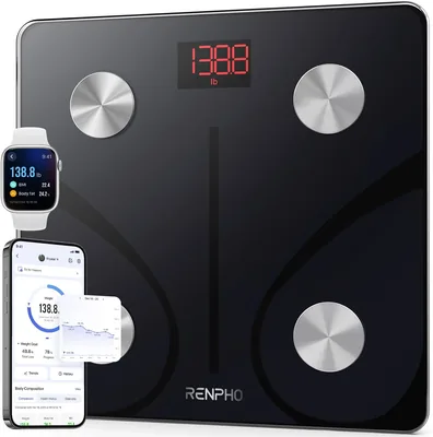 RENPHO Bluetooth Body Fat Skala, Digital Väghandtag, Smart BMI-skala med Körkompositionsanalys, 150 kg