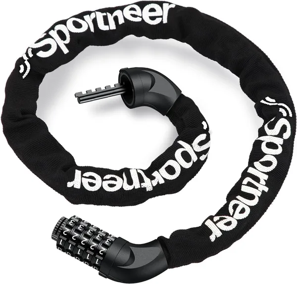 Sportneer Bike Lock: Heavy Duty 5-Digit Resettable Combination Bicycle Lock