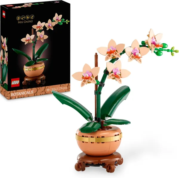 LEGO Botanicals Mini-Orchid - Fake Flowers with Vase, Bud and Artificial Leaves to Build