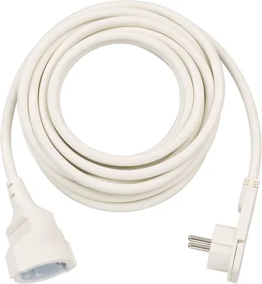Brennenstuhl Qualitäts-Verlängerungskabel mit flachem Stecker (Flachstecker-Verlängerungskabel innen mit 5m Kabel) weiß
