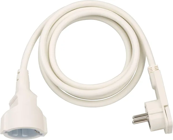 Brennenstuhl Quality Plastic Extension Cable with Flat Connector (Extension Cable, Flat, for Indoors, with 2 m Cable), White