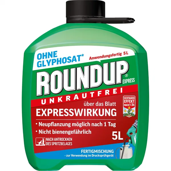 Roundup Express Weed-Free Ready Mix for Combating Weeds and Grasses, 5 Litre Canister