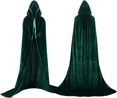Proumhang Green Velvet Hooded Cloak Halloween Costume