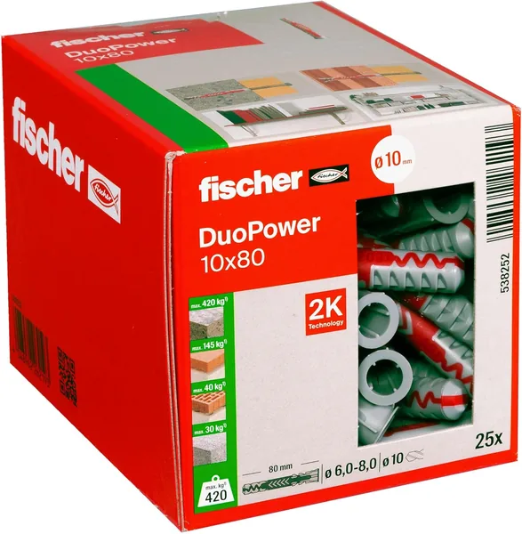 fischer DuoPower 10 x 80 Universal Dowels