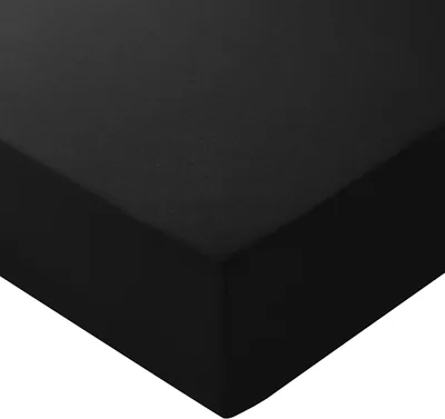 Amazon Basics Microvezel Aanpasbaar Laken, 90 x 200 x 30 cm, Voor Matras Hoogte tot 30 cm, Zwart