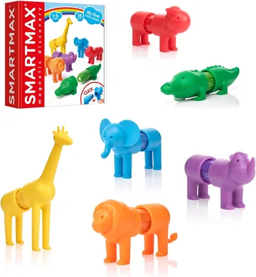 SmartMax - Mijn Eerste Safari Dieren, Magnetisch Ontdekking Speelset, 18 stuks, voor 1-5 jarigen - 20% Korting