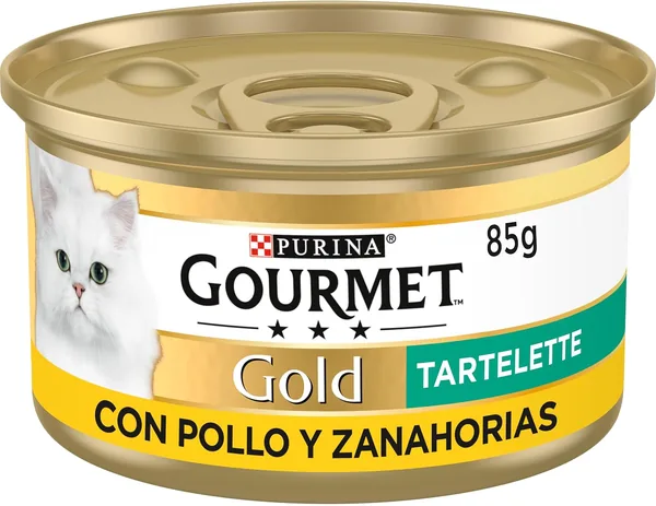 Comida húmeda para gatos GOURMET Gold Tartelette, Pate de pollo y zanahorias, Pack de 24 latas de 85g - Mejor Oferta