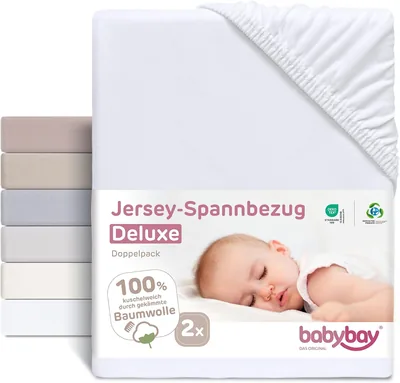 Babybay 160580 Prześcieradło z Gumką, Białe, 2 Sztuki - Najlepsza Cena