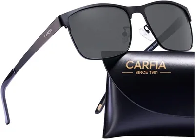 CARFIA Męskie Okulary Przeciwsłoneczne z Polaryzacją - Klasyczna Metalowa Oprawka Premium, UV 400 - Najlepsza Cena!