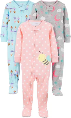 Pacote com 3 Pijamas de Algodão com Ajuste Confortável para Meninas - Simple Joys by Carter's