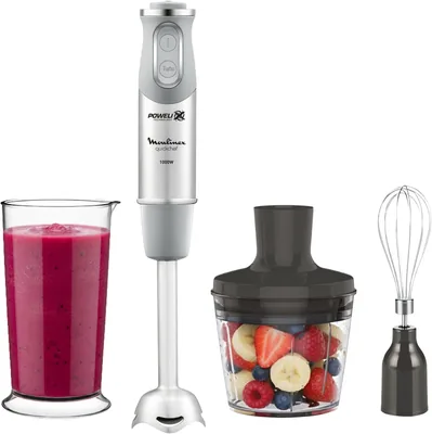 Moulinex QuickChef 1000W Batidora de Mano con 3 Accesorios y Taza Medidora, 10 Velocidades, 20% Descuento