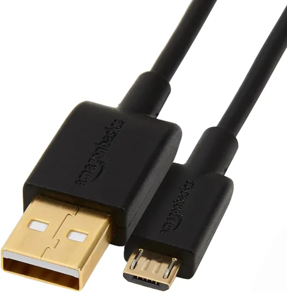 Amazon Basics USB-A to Micro USB Charging Cable, 480Mbps Transfer Speed with Gold-Plated Plugs, USB 2.0, 1.82 m, Black