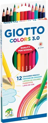 Lápices de colores Giotto Colors 3.0, 12 unidades | Colores variados, para niños, fiestas y escuelas primarias
