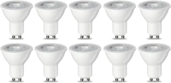 AmazonBasics GU 10 LED Spot Light Bulbs, 4.7 W (equivalent to 50 W), Warm White Colour, Pack of 10