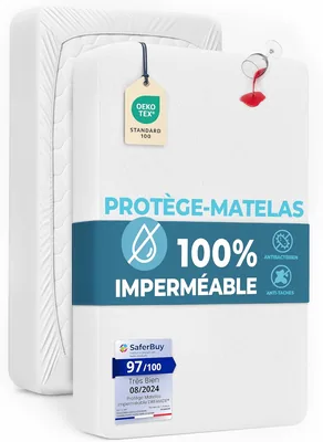 Protecteur de matelas Dreamzie imperméable 90 x 190 cm en coton | Oeko-Tex · Doux et silencieux · Élastique à 360° · Respirant · Anti-poussière M